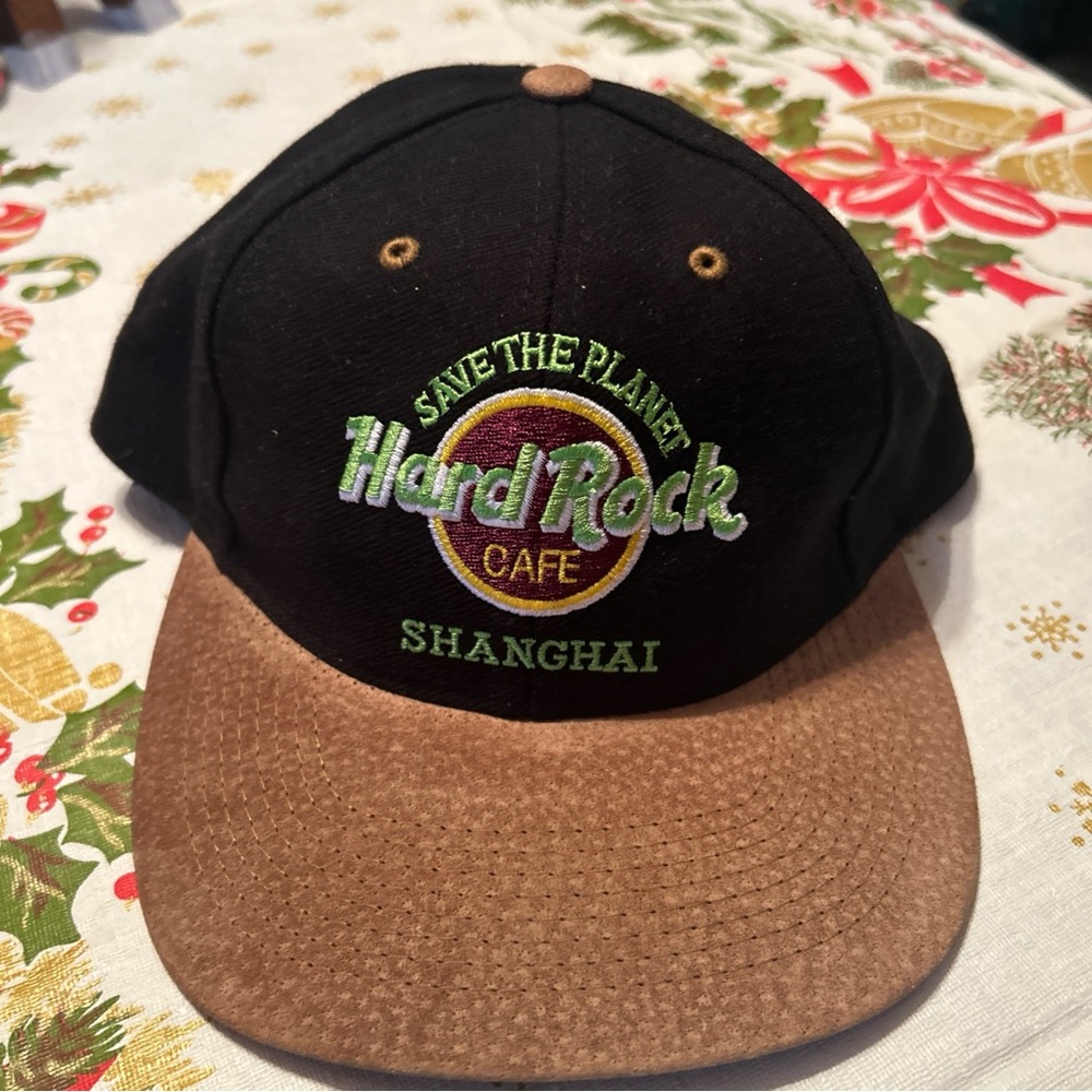 Hard Rock Cafe Shanghai Hat SnapBack Black Brown Cap Hat Love All Serve All